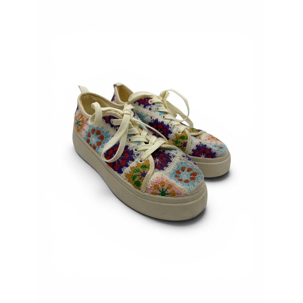 Dirty‎ Laundry Women Crochet Granny Square Platform Sneakers Multi Color 8.5